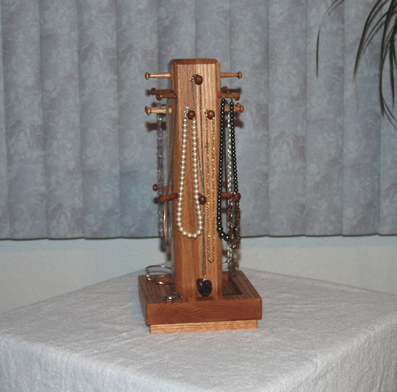Necklace Tree Jewelry Stand - Solid Oak
